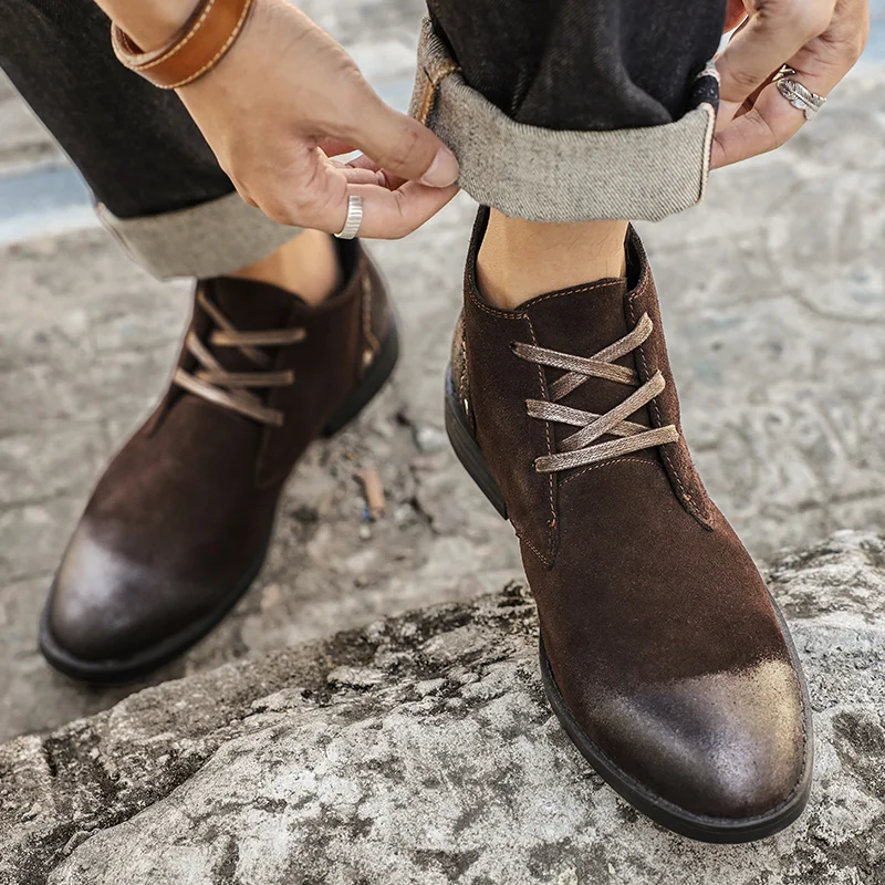 New Cow Suede Ankle Boots Hand - Craft Tools ulasan dan harga