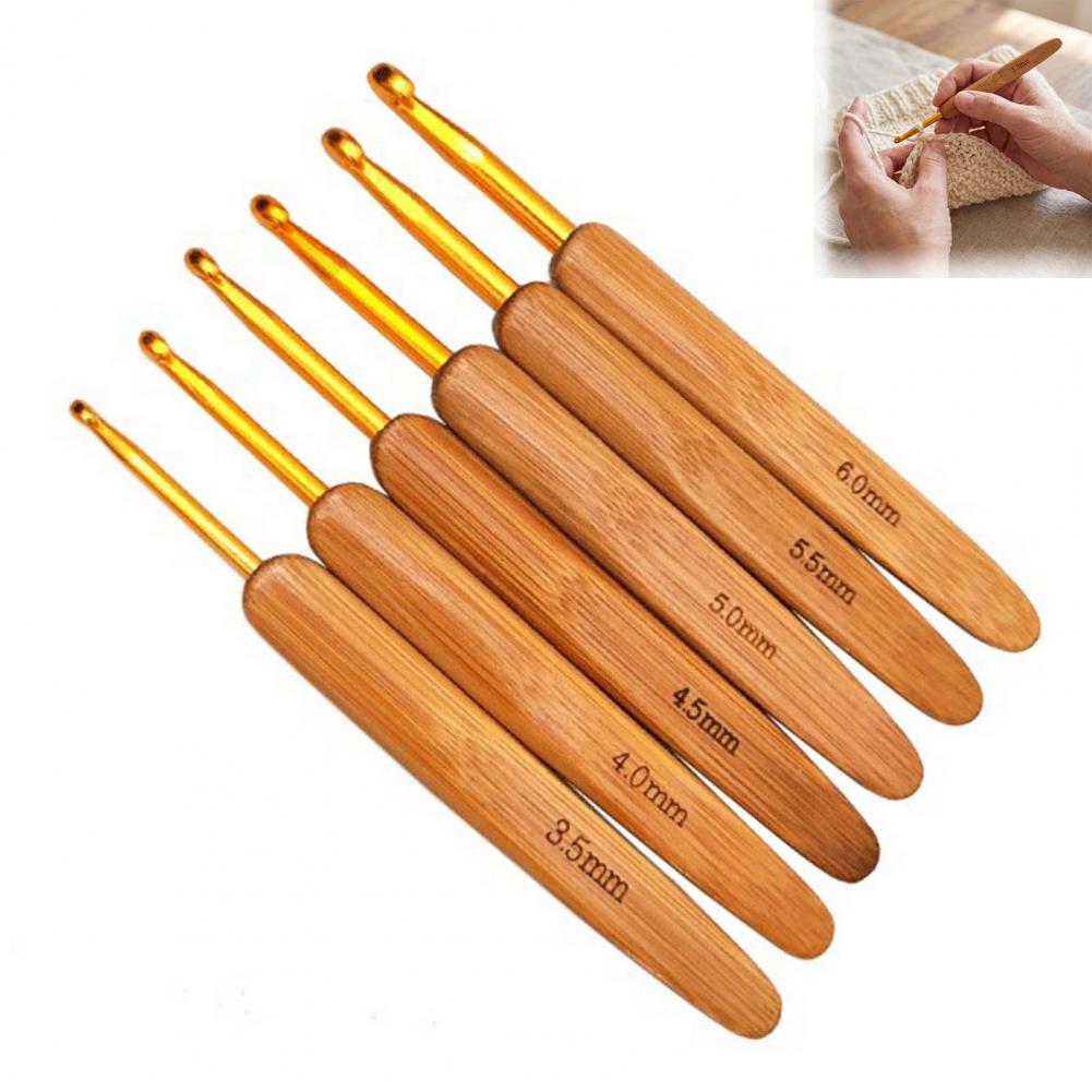 Crochet Hooks Set Portable Cro - Wooden Crochet Hooks Ergonomic Handle ulasan dan harga