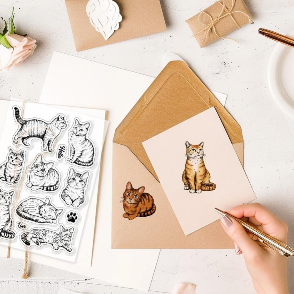 Cat Clear Stamps Realistic Cat - Clear Silicone Stamps For Card Making ulasan dan harga