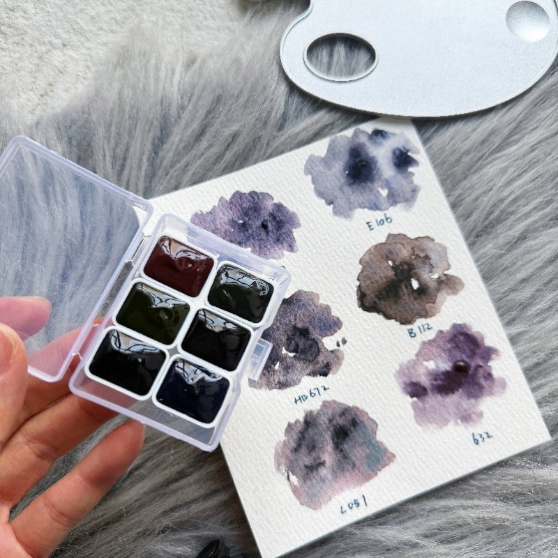 6 Colors 1ml White Night Colle - Watercolor Paint Set Solid Pigment ulasan dan harga